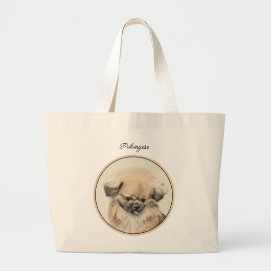 Pekinees schilderij Fawn Schattigee originele Pet  Grote Tote Bag (Voorkant)