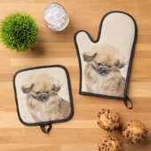 Pekinees schilderij Fawn Schattigee originele Pet  Ovenwant & Pannenlap Set (Top down)
