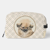 Pekinees schilderij Fawn Schattigee originele Pet  Toilettasje (Achterkant)