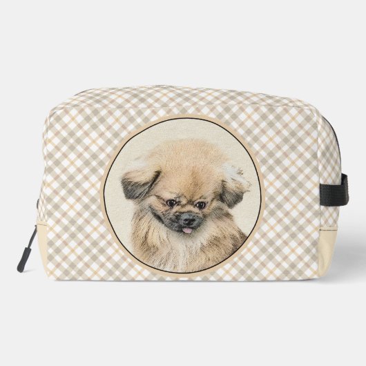 Pekinees schilderij Fawn Schattigee originele Pet  Toilettasje (Achterkant)