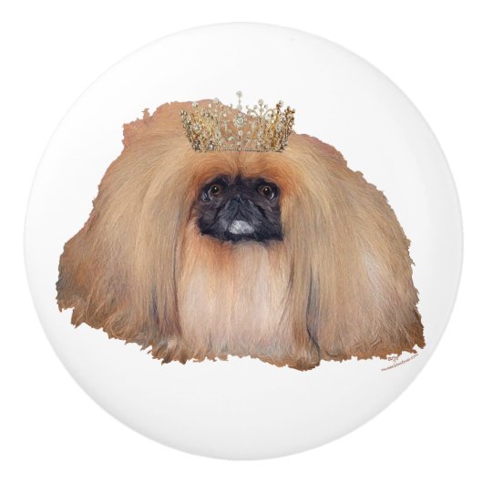 Pekinese Koningin Keramische Knop (Voorkant)