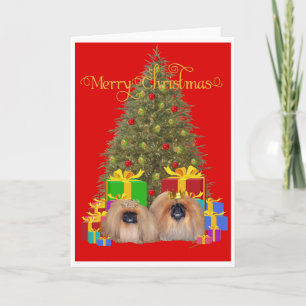 Pekinese Koninklijkheid viert Kerstmis Feestdagen Kaart