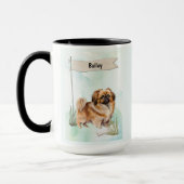 Pekinese Watercolor Personalized Dog Mok (Links)
