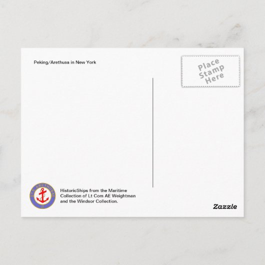 Peking/Arethusa in New York Briefkaart (Achterkant)