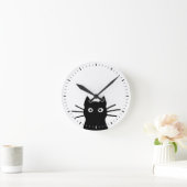 Peking Black Cat Funny Cat Ronde Klok (Huis)