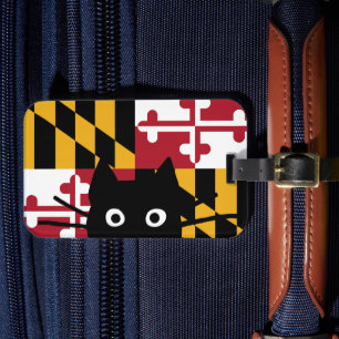 Peking Black Cat Maryland Staat Vlag Bagagelabel