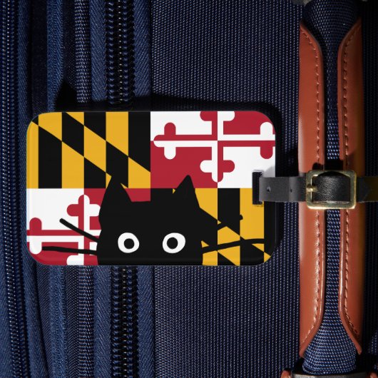 Peking Black Cat Maryland Staat Vlag Bagagelabel (Voorkant Insitu 4)