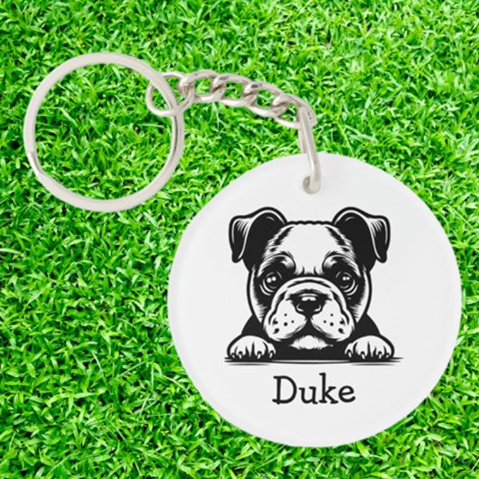 Peking Boxer Terrier Puppy gepersonaliseerd Sleutelhanger