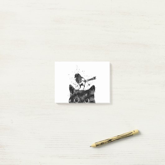 Peking cat en Magpie Post-it® Notes (Op bureau)