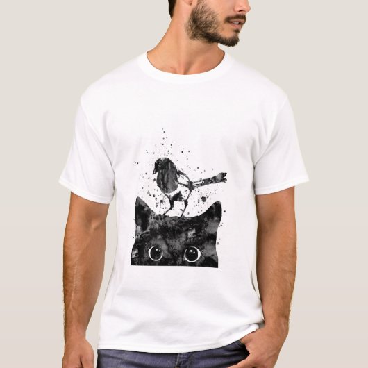 Peking cat en Magpie T-shirt (Voorkant)