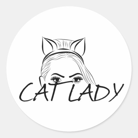 Peking Cat Lady Ronde Sticker (Voorkant)