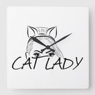 Peking Cat Lady Vierkante Klok