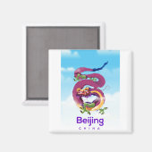 Peking China Draak reisposter Magneet (Voorkant / Achterkant)
