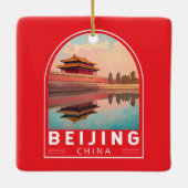 Peking China Reis Kunst Embleem Keramisch Ornament (Achterkant)