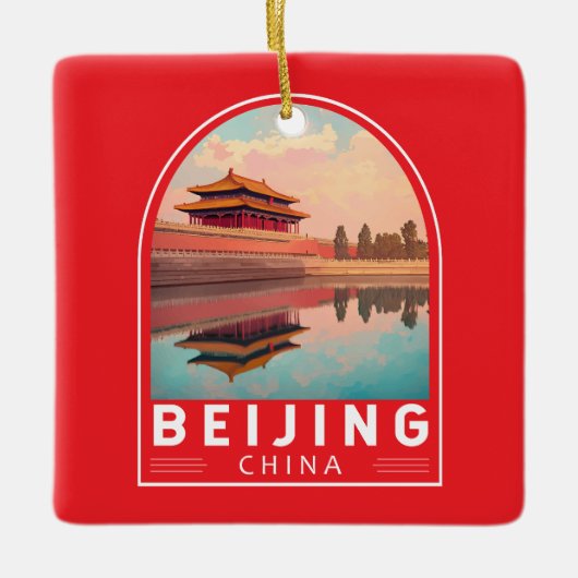 Peking China Reis Kunst Embleem Keramisch Ornament (Voorkant)