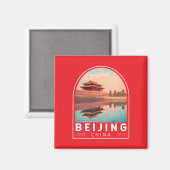 Peking China Reis Kunst Embleem Magneet (Voorkant / Achterkant)