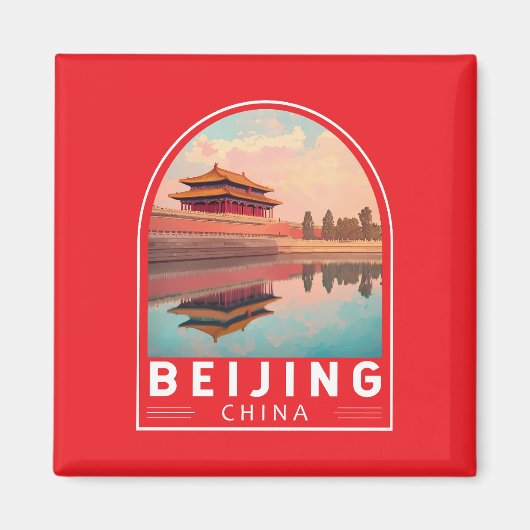 Peking China Reis Kunst Embleem Magneet (Voorkant)