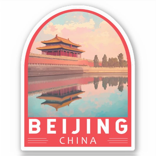 Peking China Reis Kunst Embleem Sticker (Voorkant)
