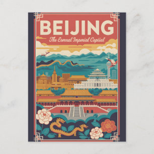 Peking China Retro Reisposter Vintage Kunst Briefkaart
