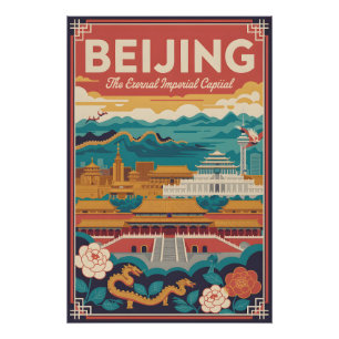 Peking China Retro Reisposter Vintage Kunst Perfect Poster