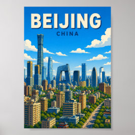 Peking China Silhouet Modern Stadspanorama Poster
