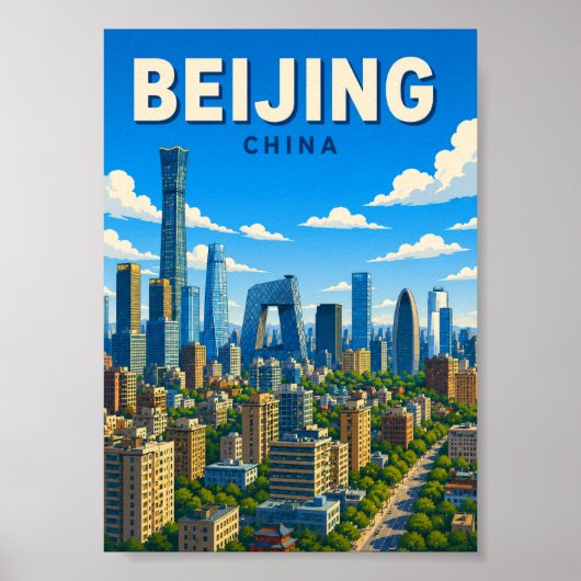 Peking China Silhouet Modern Stadspanorama Poster (Voorkant)