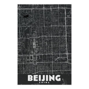 Peking China Vintage Reisplattegrond Perfect Poster