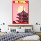 Peking China vintage reisposter Canvas Afdruk (Insitu (Slaapkamer))