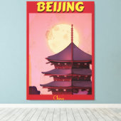 Peking China vintage reisposter Canvas Afdruk (Insitu (Houten vloer))