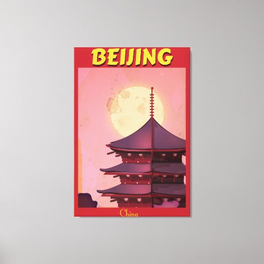 Peking China vintage reisposter Canvas Afdruk (Voorkant)