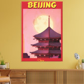Peking China vintage reisposter Canvas Afdruk (Insitu (Woonkamer))
