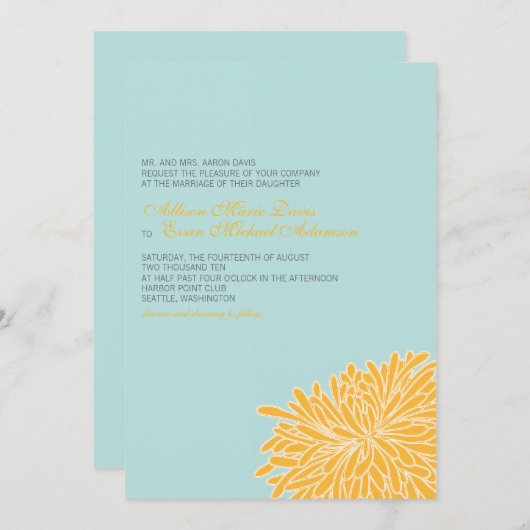 Peking Chrysanthemum Wedding Invitation Kaart (Voorkant / Achterkant)
