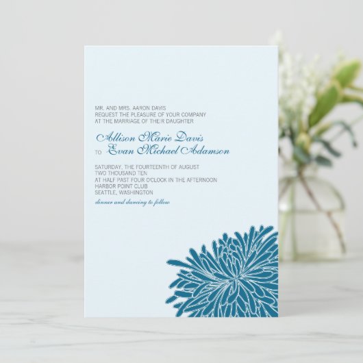 Peking Chrysanthemum Wedding Invitation Kaart (Staand voorkant)
