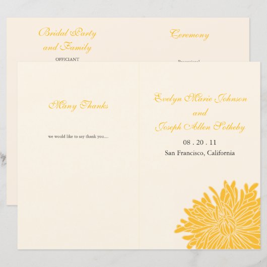 Peking Chrysanthemum Wedding Programme (Voorkant / Achterkant)