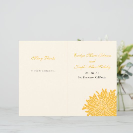 Peking Chrysanthemum Wedding Programme (Staand voorkant)