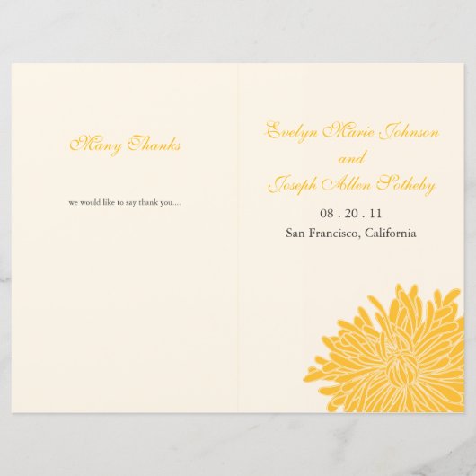Peking Chrysanthemum Wedding Programme (Voorkant)