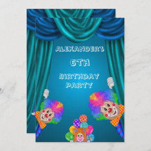 Peking Clowns Boy's 6th Birthday Double Sided Kaart