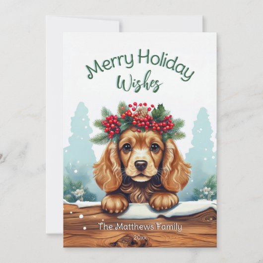 Peking Cocker Spaniel Vrolijk Wenst Huisdier Portr Feestdagenkaart (Voorkant)