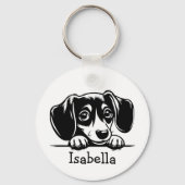 Peking Dachshund Puppy gepersonaliseerd Sleutelhanger (Voorkant)