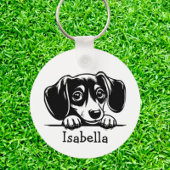 Peking Dachshund Puppy gepersonaliseerd Sleutelhanger