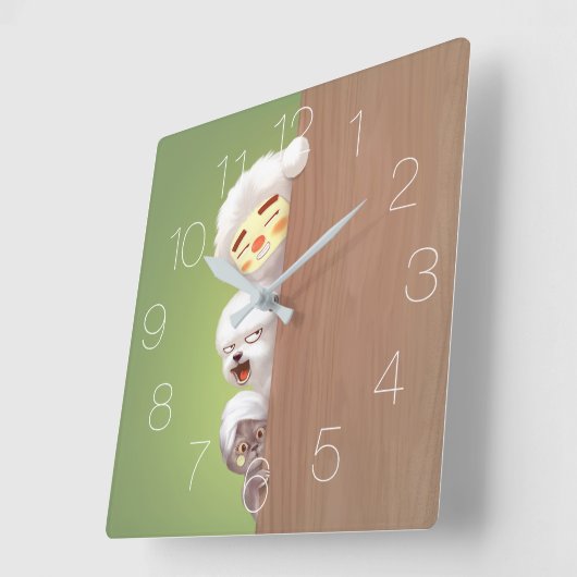 Peking Dieren Trio Vierkante Klok (Hoek)