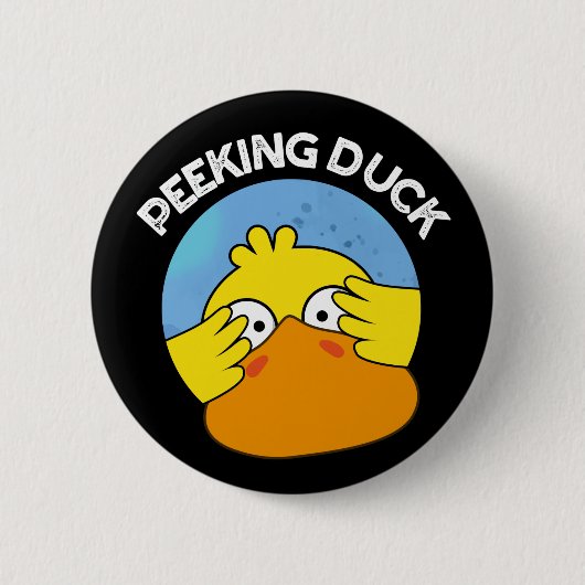 Peking Duck Funny Animal Chinese Dish Pun Dark BG Ronde Button 5,7 Cm (Voorkant)