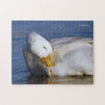 Peking Duck glimlacht een Mona Lisa-glimlach in de