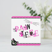 Peking Katten Roze Polka Dot Party Uitnodiging (Staand voorkant)