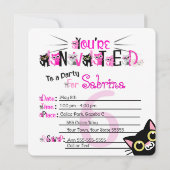 Peking Katten Roze Polka Dot Party Uitnodiging (Achterkant)