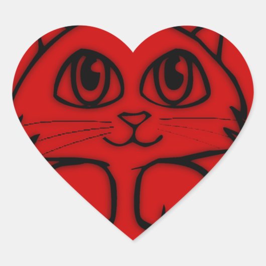 Peking Kitten Red Heart Hart Sticker (Voorkant)