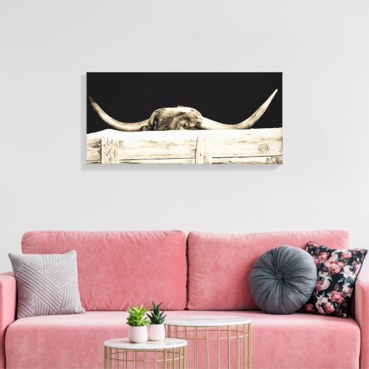 Peking longhorn canvas afdruk (Insitu (Woonkamer))