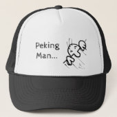 Peking Man Schattigee Cartoon Man gluren over een Trucker Pet (Voorkant)
