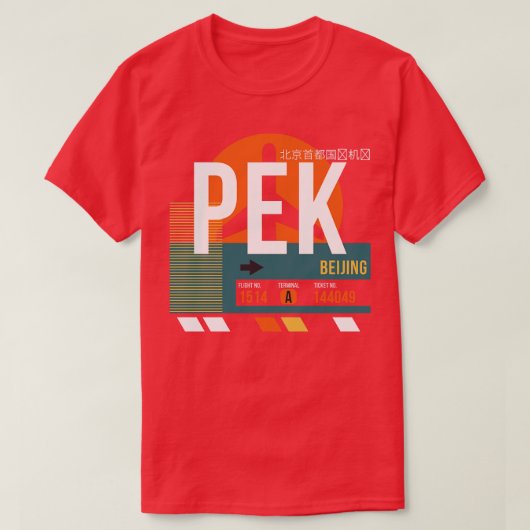 Peking PEK Airport Code Bagage Label T-shirt (Design voorkant)
