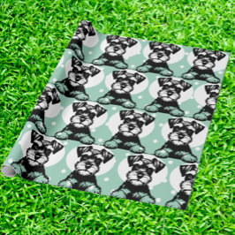Peking Terrier Groen Gepersonaliseerd Thema Cadeaupapier